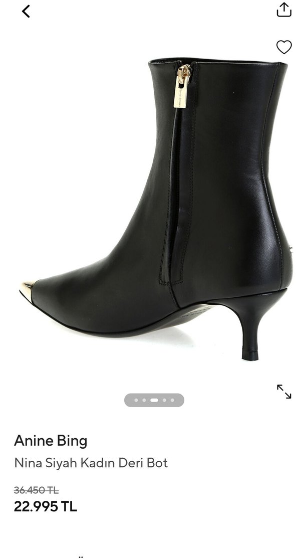 Anine Bing Siyah Deri Stiletto Topuklu Bot - Görsel 5