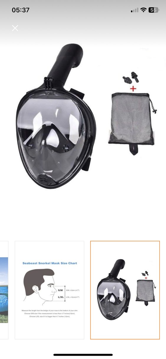 Siyah Tam Yüz Dalış Maskesi Velcro Kayışlı - Görsel 2