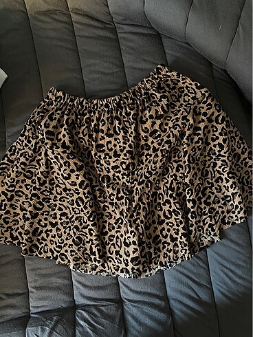 leopar desenli şort etek
