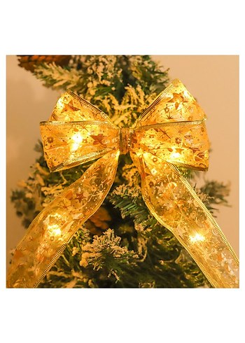 İşlemeli Parlak Altın yılbaşı ağacı kurdale - Görsel 2