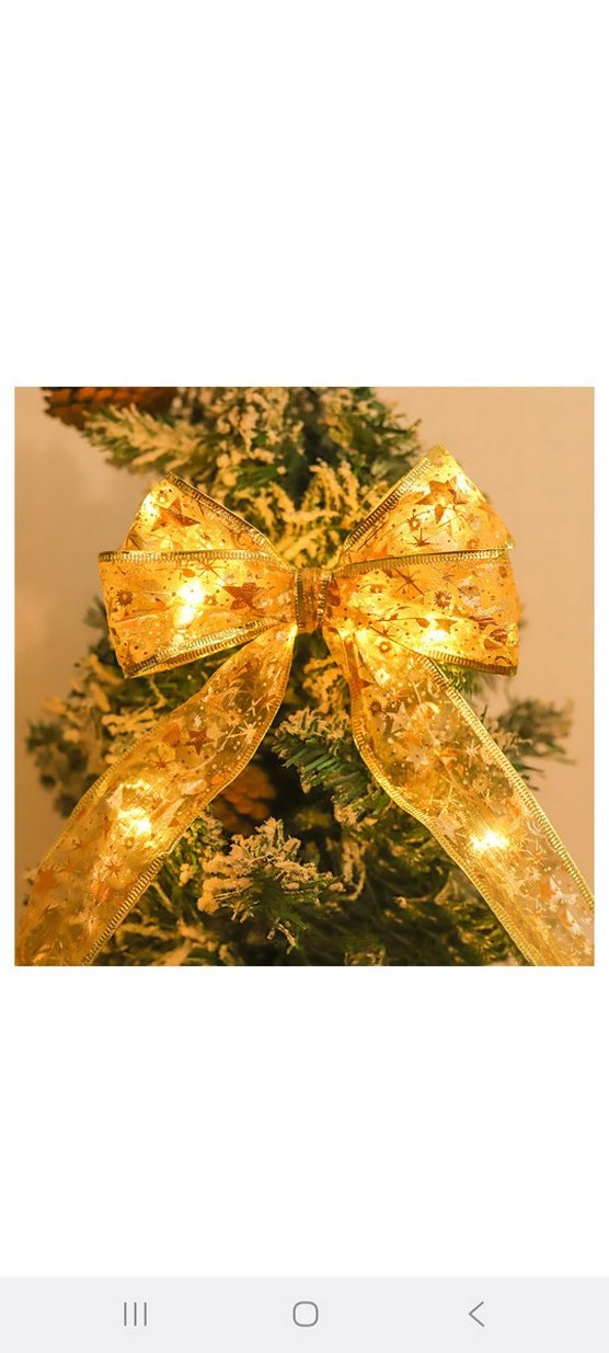 İşlemeli Parlak Altın yılbaşı ağacı kurdale - Görsel 2