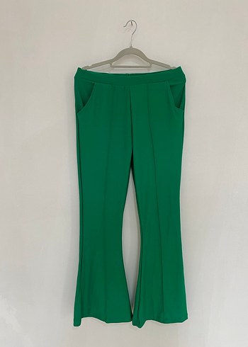 Yeşil Regular Fit Midi Kadın İspanyol paça Pantolon