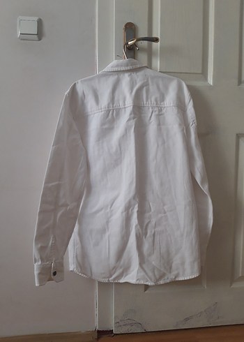 Düğmeli Beyaz Keten Erkek Gömlek - Görsel 3