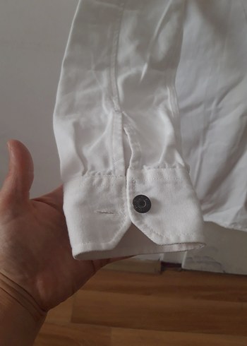 Düğmeli Beyaz Keten Erkek Gömlek - Görsel 7