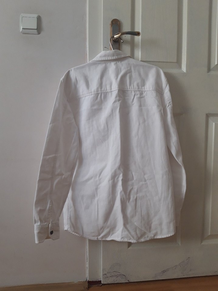 Düğmeli Beyaz Keten Erkek Gömlek - Görsel 3