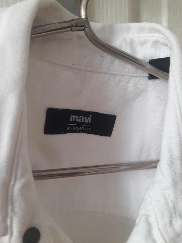 Düğmeli Beyaz Keten Erkek Gömlek - Görsel 5