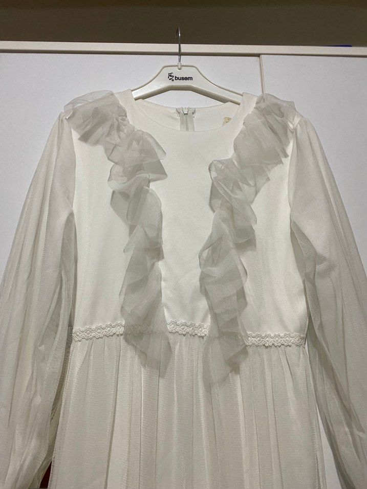 Beyaz Uzun Bohem Elbise - Görsel 2