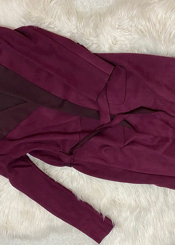 Bordo Süet Kadın Uzun Kaban - Görsel 2