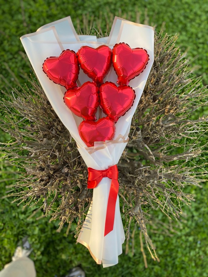 Kırmızı Kalp Balon Buketi - Görsel 4