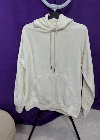 H&M Beyaz Kapüşonlu Rahat Kesim Kadın Sweatshirt