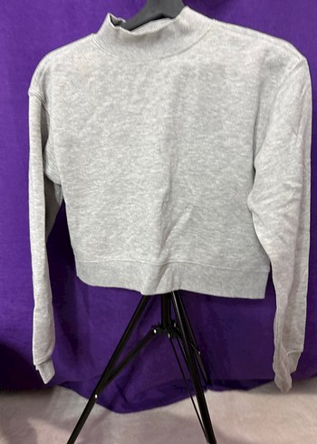 H&M Gri Yüksek Yakalı Kadın Sweatshirt