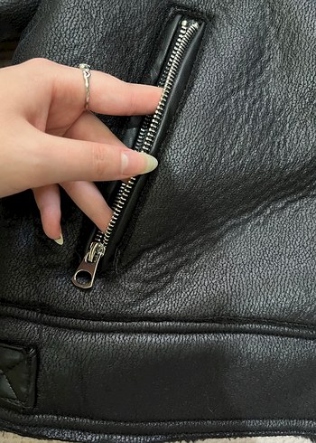 Y2K kürklü deri ceket - Görsel 7