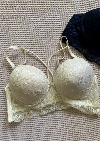 l Beden beyaz Renk Dantel Detaylı Midi Bralet - Siyah ve Beyaz