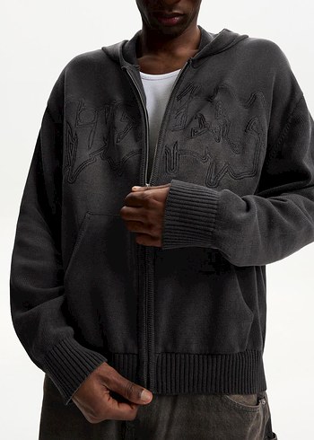 Bershka grunge gothic kapüşonlu hırka