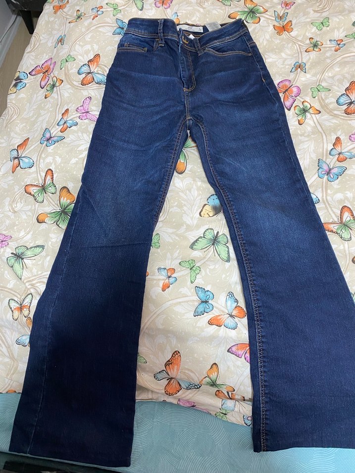 Kadın Lacivert Bol Kesim Midi Kot Pantolon - Görsel 2