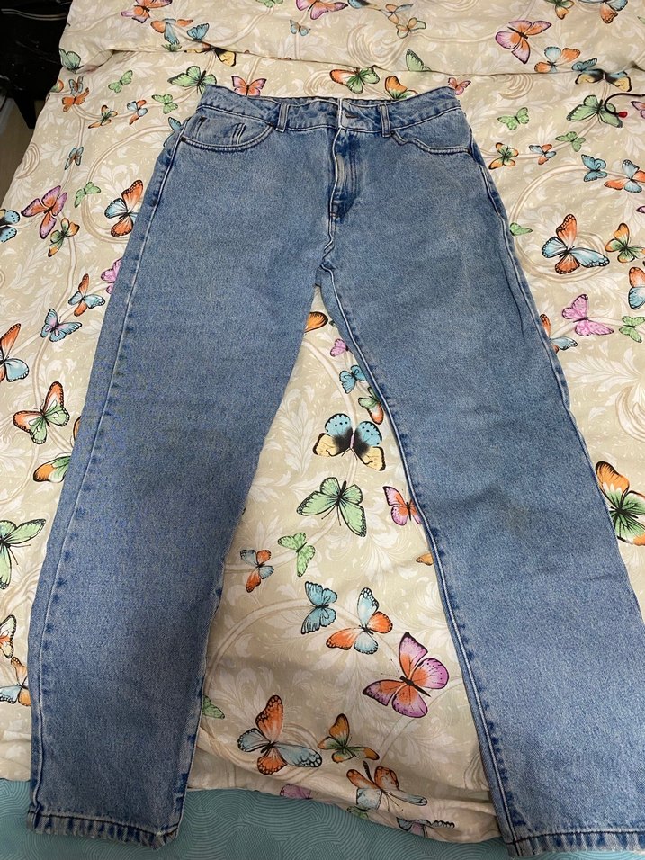 Kadın Mavi Bol Kesim Denim Pantolon - Görsel 2