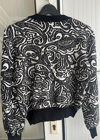 ADL Siyah Beyaz Desenli Kadın Triko Kazak - Görsel 2