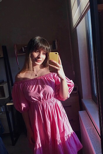 s Beden pembe Renk Koton elbise