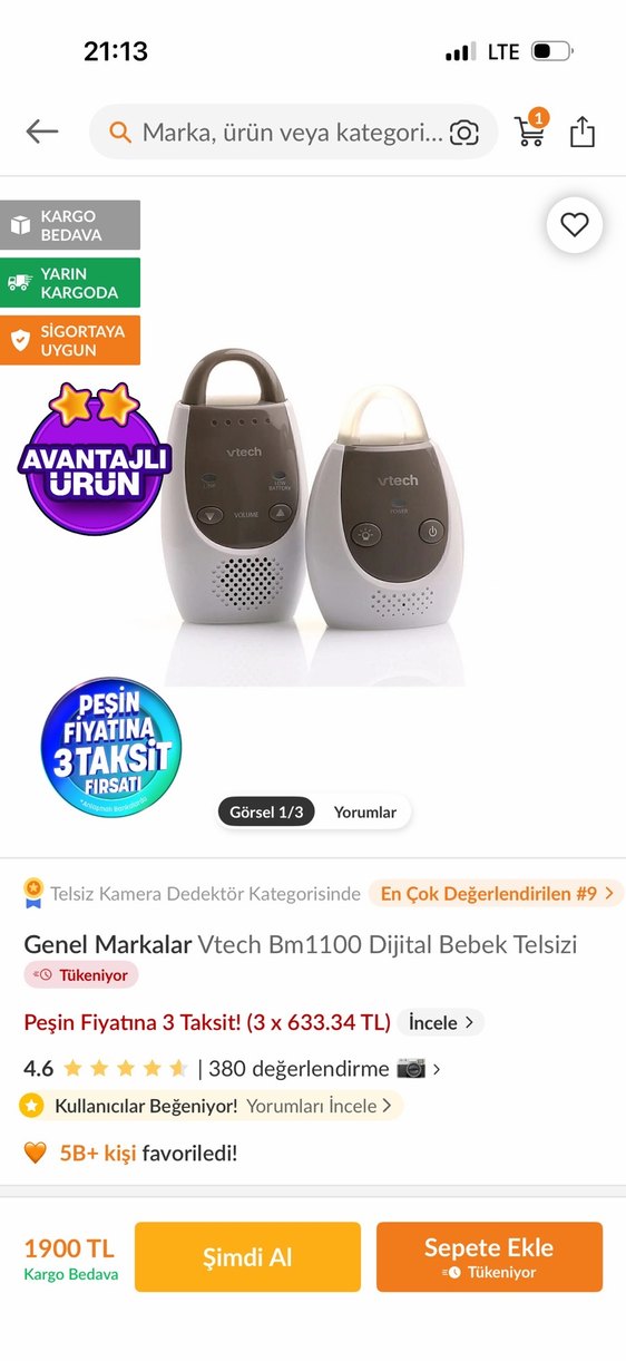 VTech Bebek Monitörü Beyaz Gri - Görsel 3