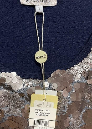 Perlina Payetli Kolsuz Gri Mini Bluz