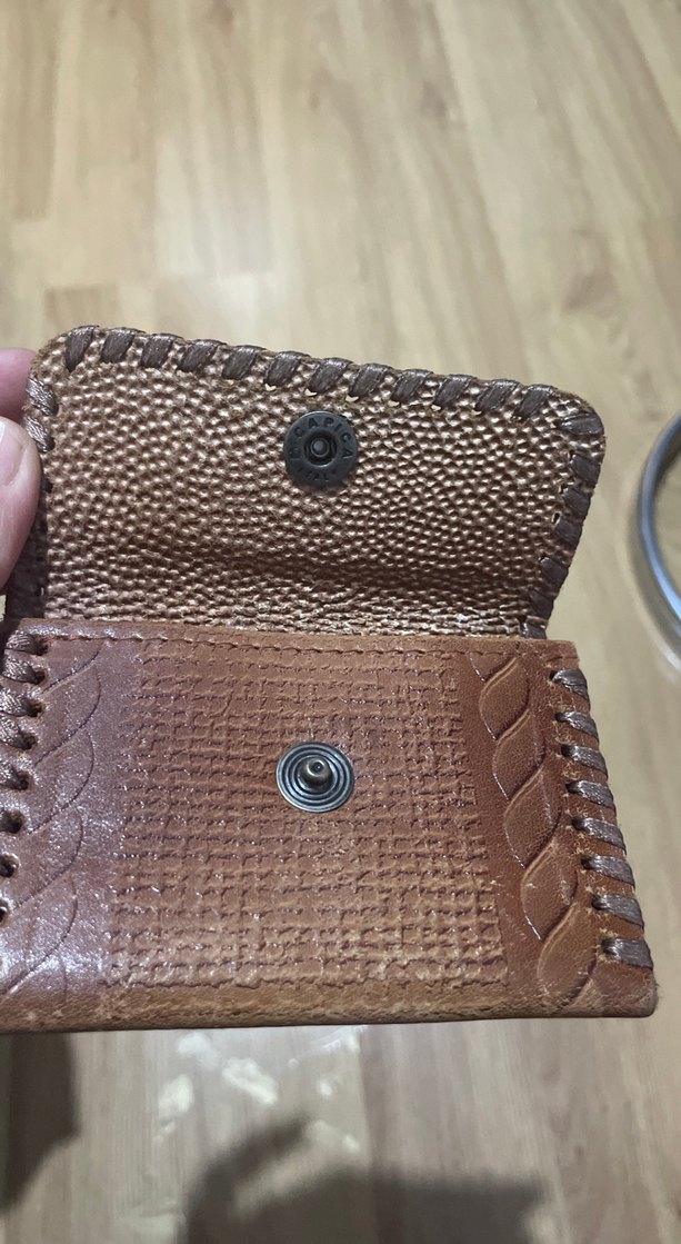 Kahverengi Deri Nakışlı Cüzdan - Görsel 3