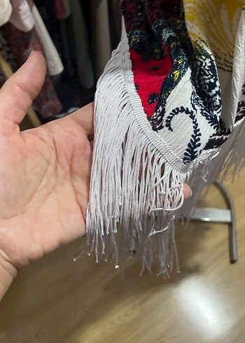 Pop&Pink Püsküllü Çok Renkli Uzun Bohem Kimono