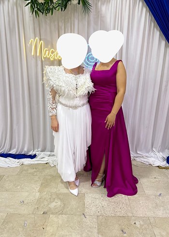 m Beden beyaz Renk Uzun Beyaz Etnik Fırfırlı Straplez Elbise