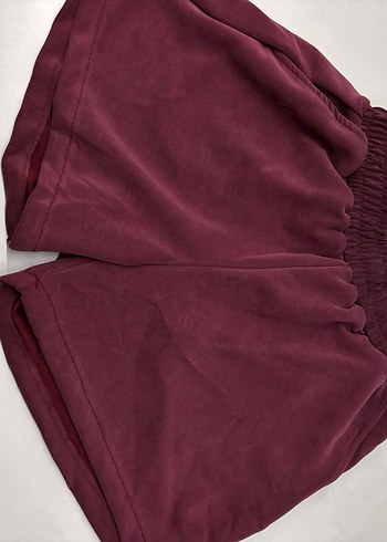 Bordo Süet Salaş Mini Şort