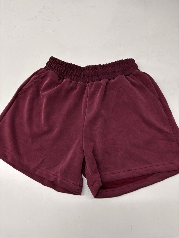 Bordo Süet Salaş Mini Şort - Görsel 3