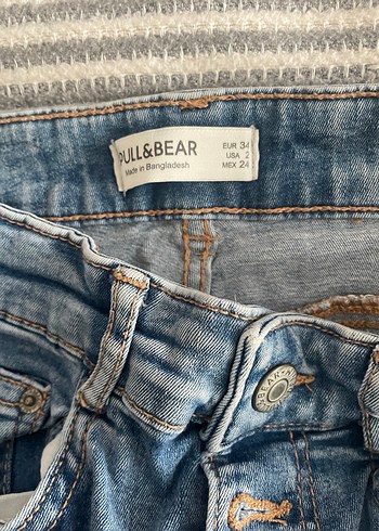 Düğmeli Mavi Denim Kadın Jean - Görsel 3