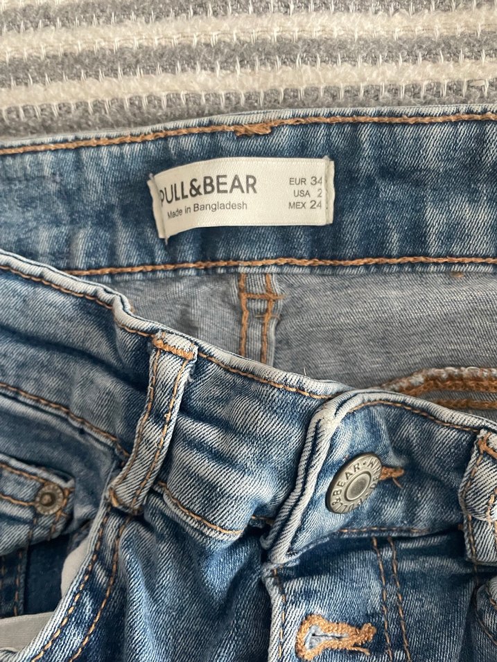 Düğmeli Mavi Denim Kadın Jean - Görsel 3