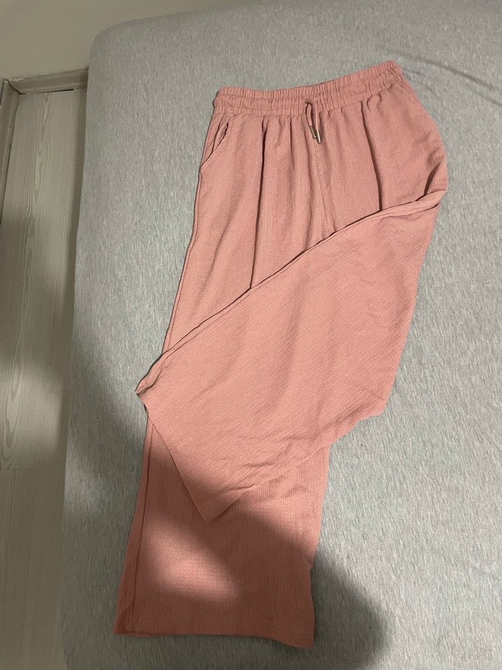 Pembe Bol Kesim Midi Keten Pantolon - Görsel 2