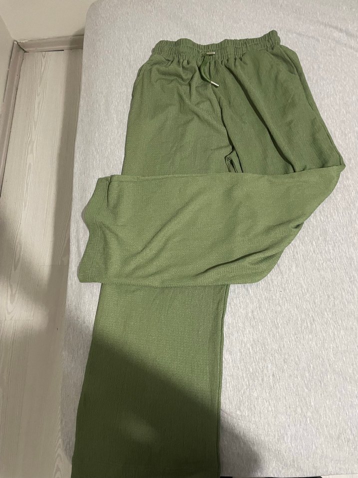 Kadın Yeşil Keten Midi Pantolon - Görsel 2