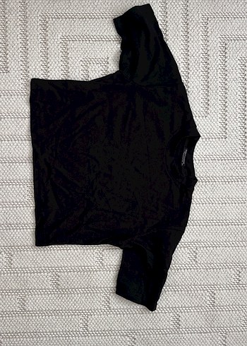 Siyah Kadın Kısa Kollu Crop Top S/M beden