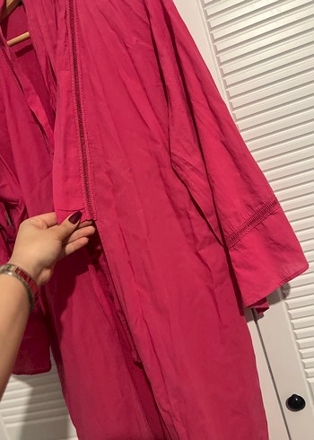 Uzun Pembe Bohem Kadın Sabahlık - Görsel 4