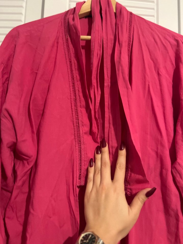 Uzun Pembe Bohem Kadın Sabahlık - Görsel 2