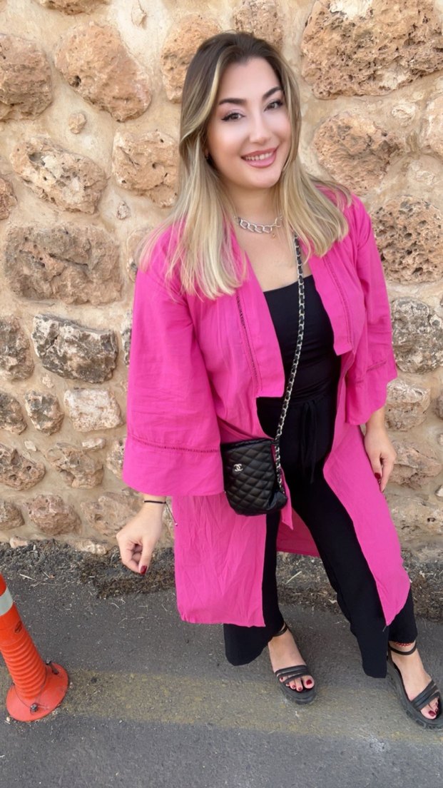 Uzun Pembe Bohem Kadın Sabahlık - Görsel 5