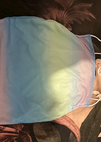 Kadın Çok Renkli Tie-Dye Halter Crop Top - Görsel 2