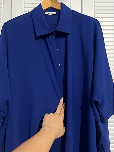 Zara Oversize Sax Mavi Gömlek