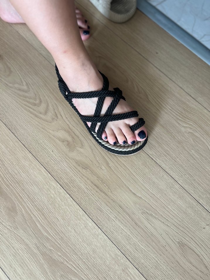 Siyah Bohem Dolgu Topuklu Kadın Sandalet - Görsel 2