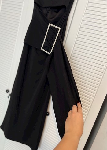 Siyah Straplez Uzun Kadın Elbise Eyyo - Görsel 3