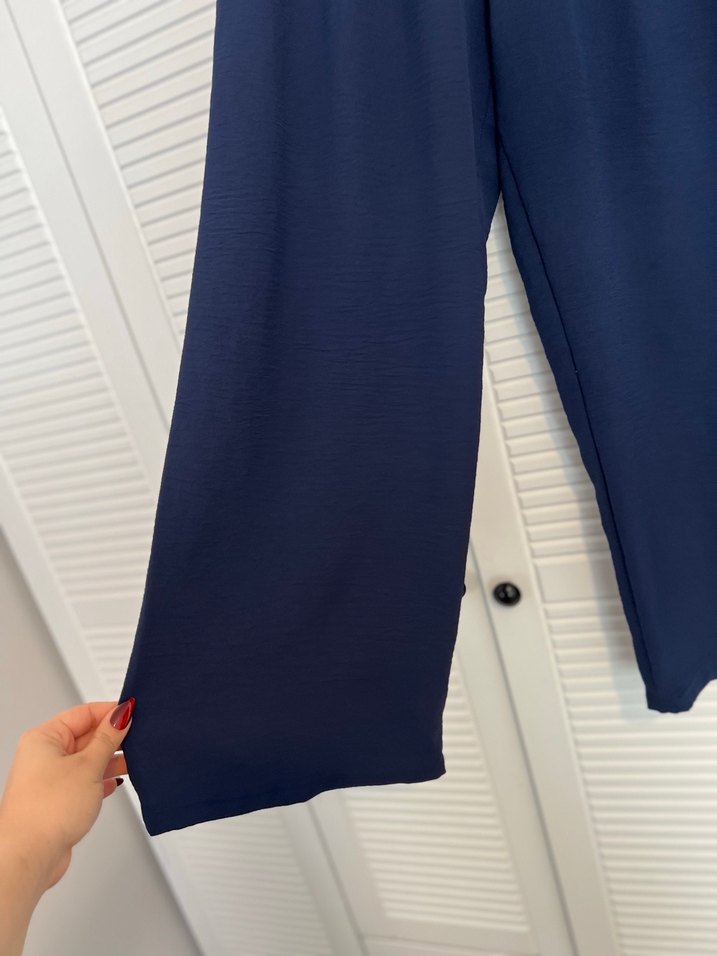 Lacivert Salaş Kadın Kumaş Pantolon - Görsel 4