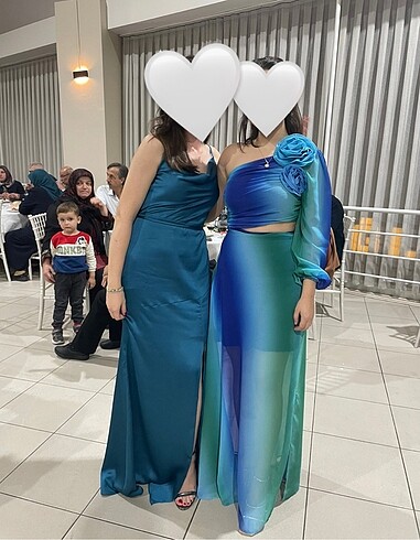 s Beden Mavi yaka çiçek detaylı elbise