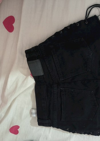 Düğmeli Siyah Kadın Denim mini etek - Görsel 2