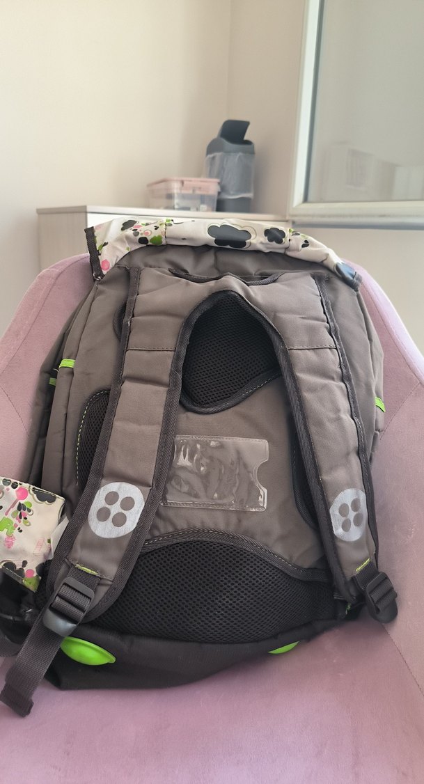 Düğmeli Gri Desenli Kadın Sırt Çantası - Görsel 2