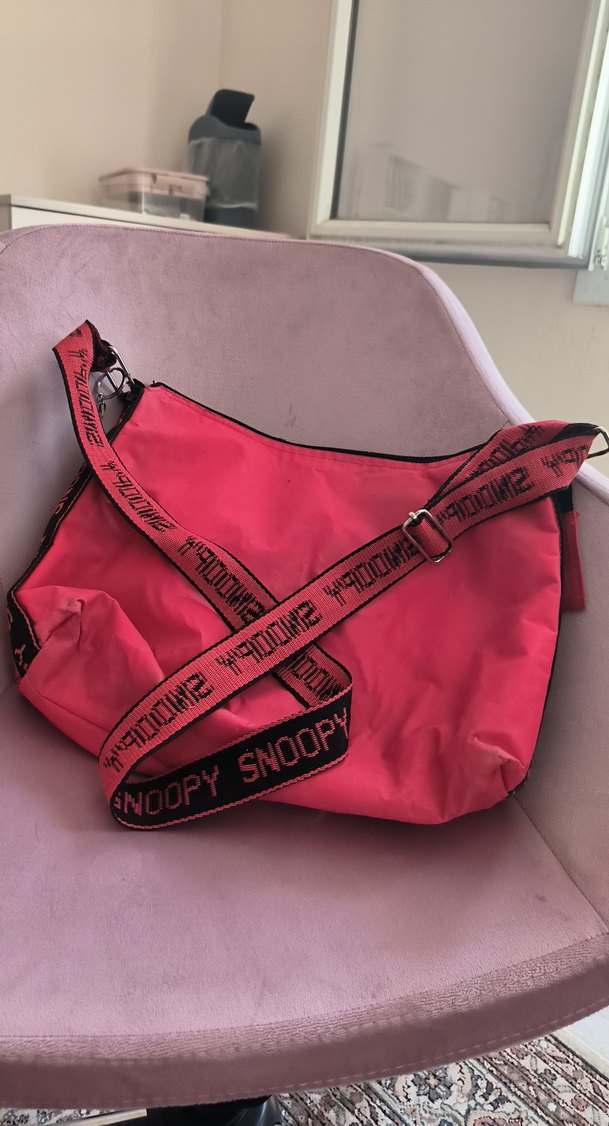 Renkli Baskılı Fermuarlı Pembe Kadın Çanta snoopy - Görsel 2
