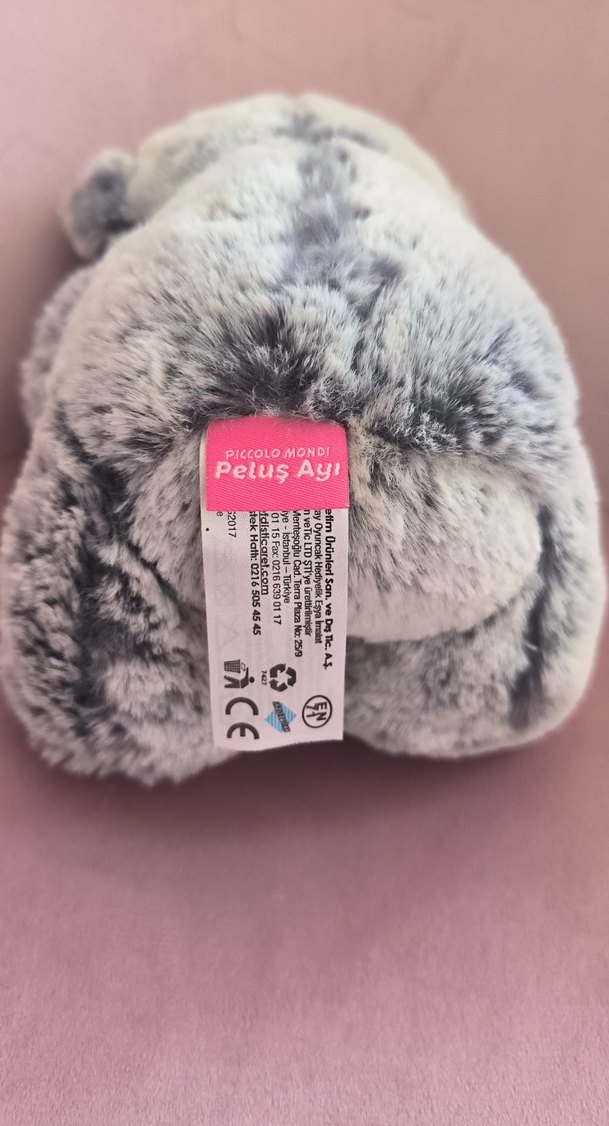 Gri Peluş Ayıcık Kırmızı Kalp Detaylı - Görsel 2