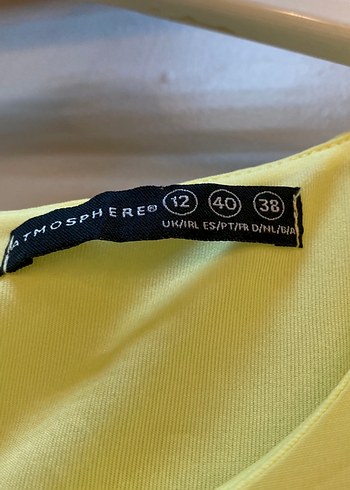 38 Beden Sarı Midi Kolsuz Ofis Elbisesi