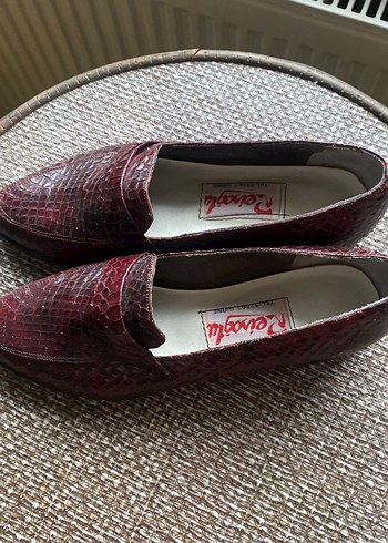 Bordo Yılan Desenli Kadın Dolgu Topuk Espadril - Görsel 2