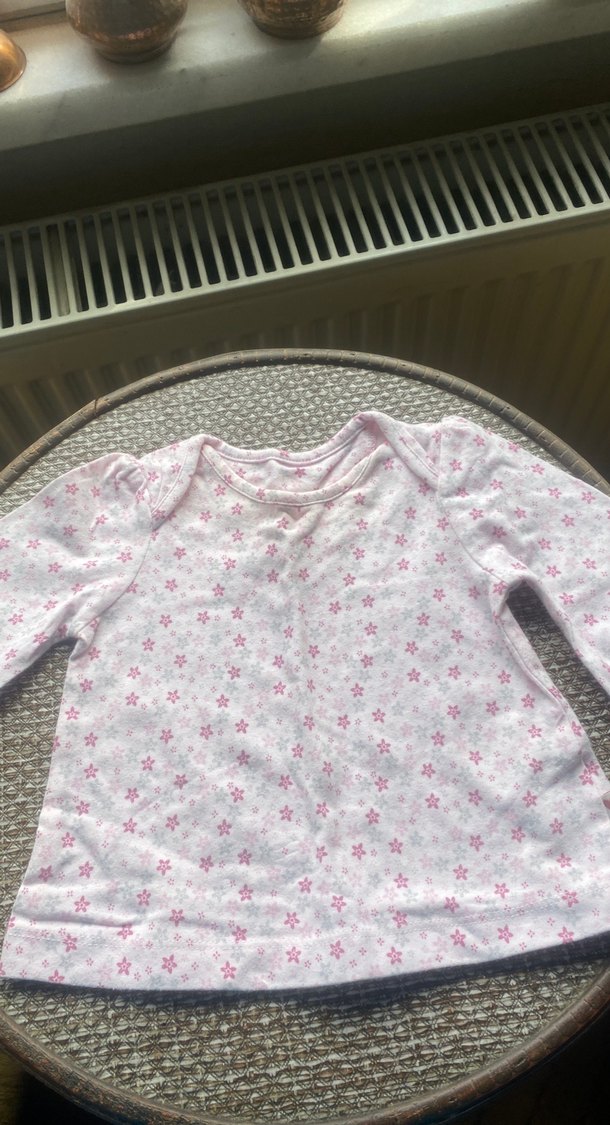 Kız Çocuk Pembe Çiçekli Uzun Kollu Tişört - Görsel 2